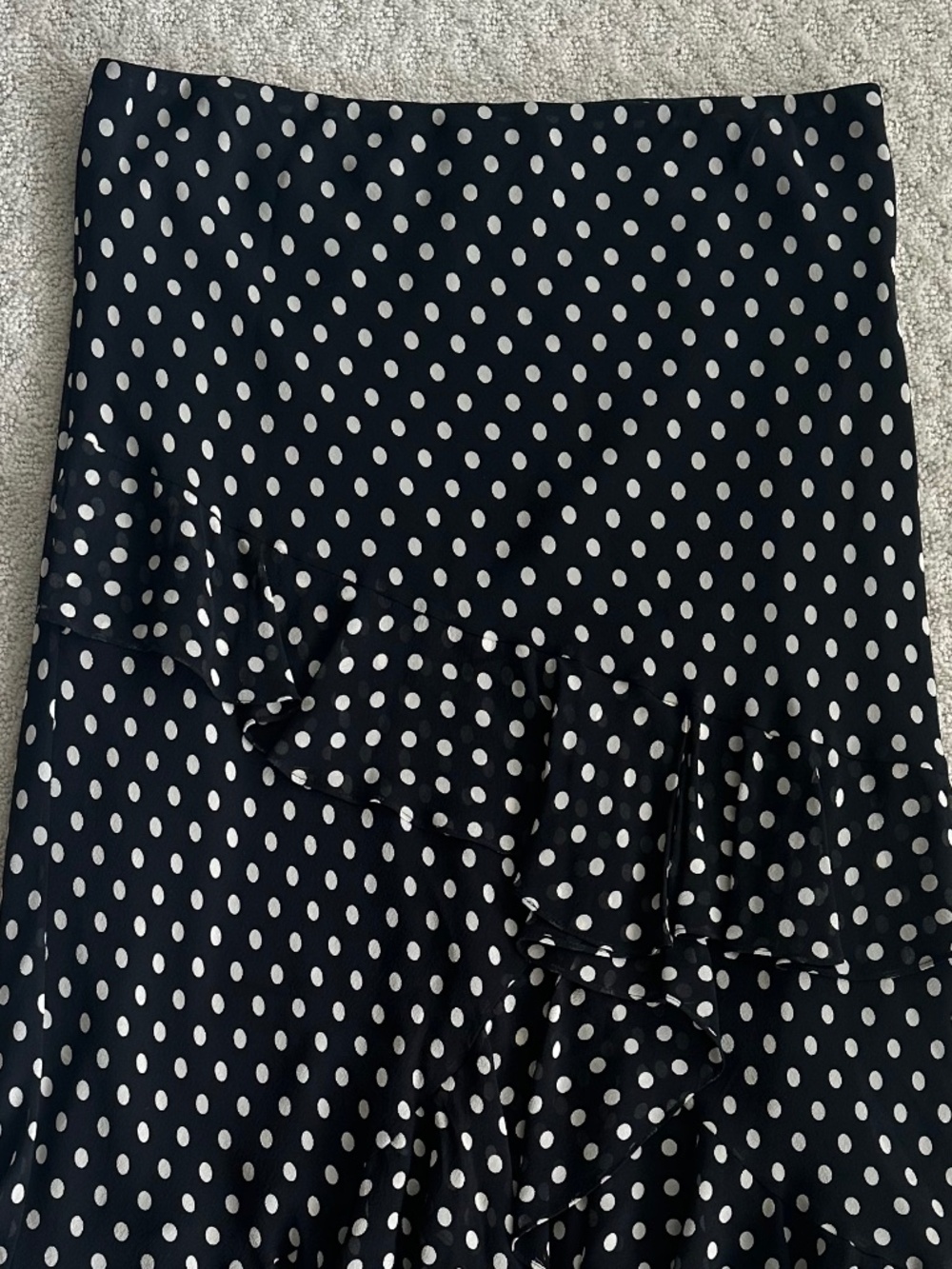 Lauren Ralph Lauren Polka Dot Asymmetric Ruffled Silk Skirt 12 Tiered Classic - Picture 2 of 9
